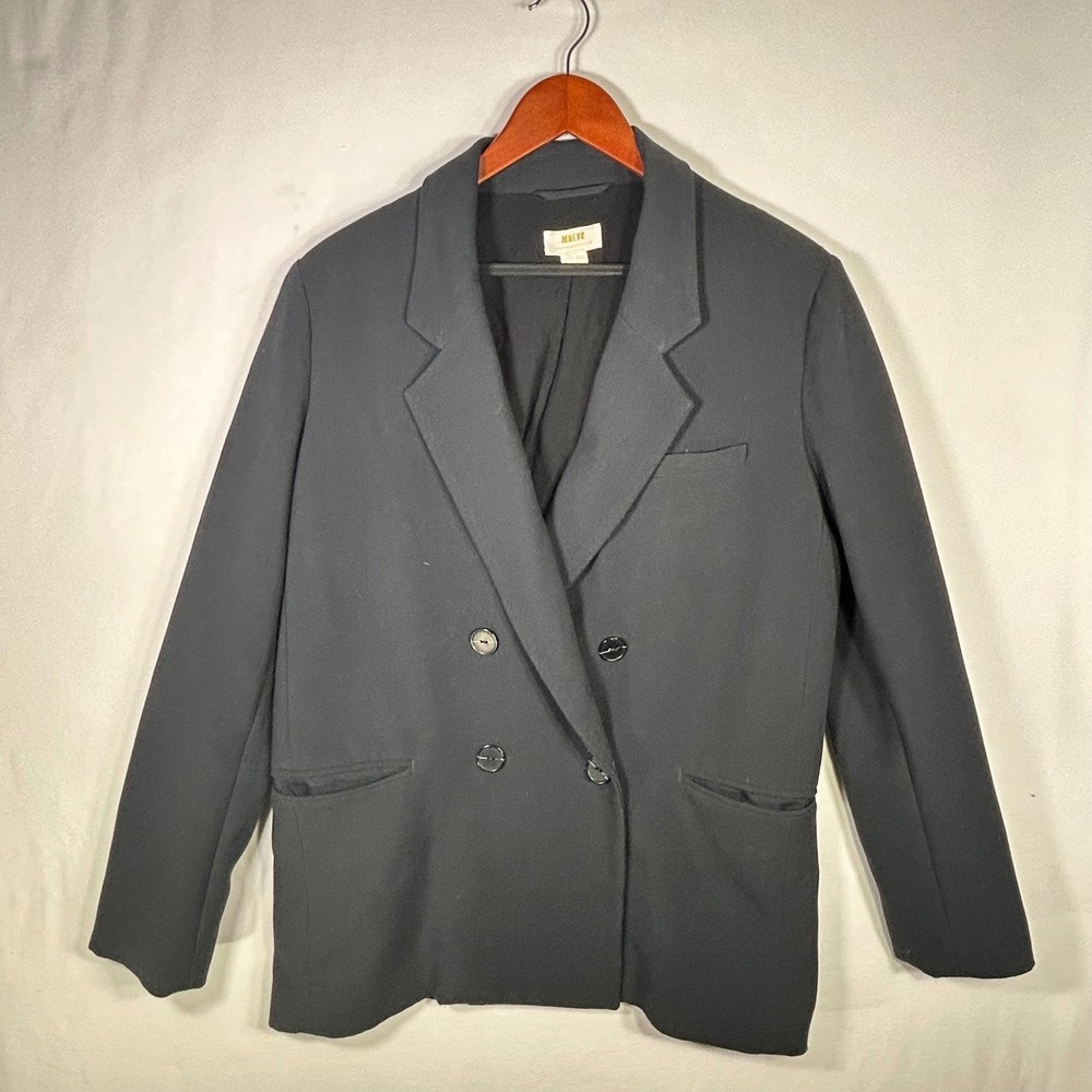 Maeve Anthropologie Womens Black Double Breasted Blazer Jacket Size 8 Tailored